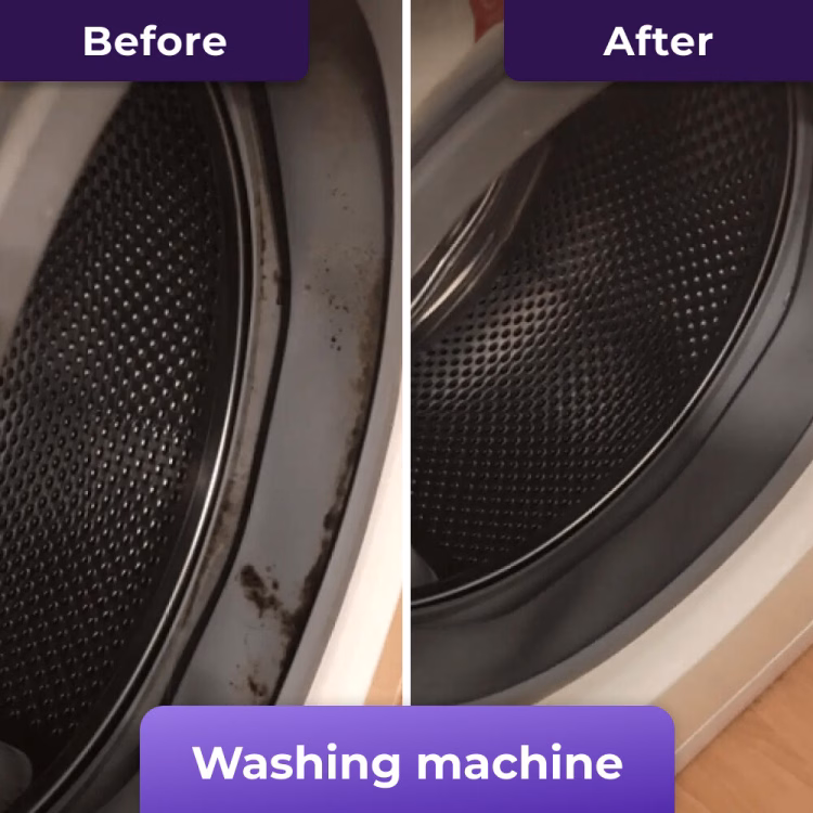 Before and after using NuroClean on moldy grout