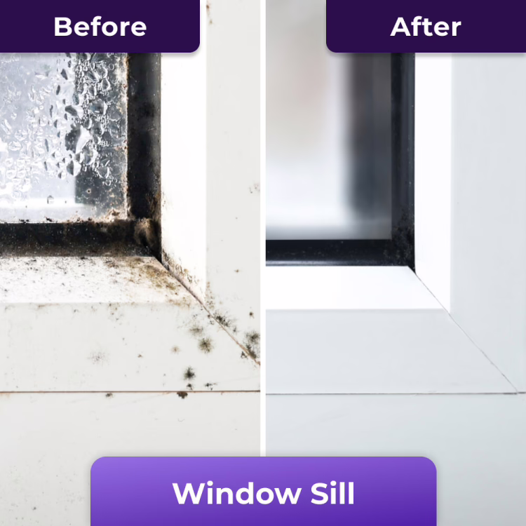 Before and after using NuroClean on a shower seal